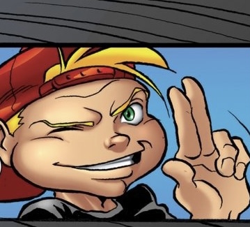 Dirk Poor winking with a two-finger salute